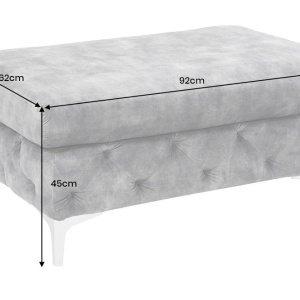 Taburete design Chesterfield, Catifea, Gri inchis, MODERN BAROCK - Img 4
