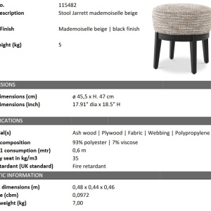 Taburete elegant design LUX Jarrett, Mademoiselle beige - Img 5