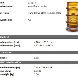 Vas decorativ din sticla design LUX Bloom amber - Img 2