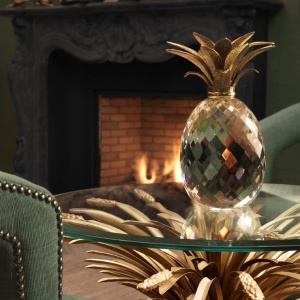 Vas depozitare, obiect decorativ design LUX Pineapple alama antic/ sticla - Img 5