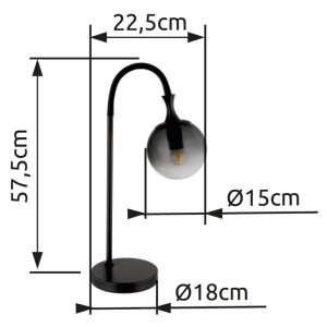 Veioza design modern DALTON negru/fumuriu 236234 universul-luminii.ro