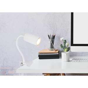 Veioza, lampa de birou cu clema design modern Robby alb 66944 universul-luminii.ro