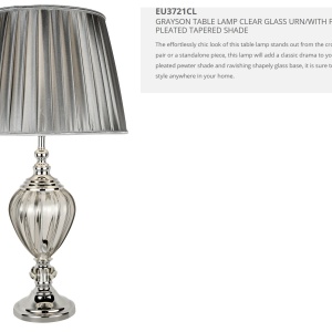 Veioza / Lampa de masa decorativa design elegant Grayson EU3721CL SRT 59964 universul-luminii.ro