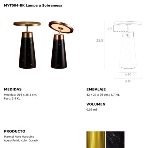 Veioza, Lampa de masa design LUX LED dimabil Marquina marble black 116824 universul-luminii.ro