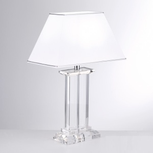 Veioza, lampa de masa design LUX VERONIQUE, crom/ abajur alb 197374 universul-luminii.ro