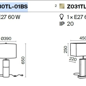 Veioza, lampa de masa design modern Bianco alama, alb 45cm 212534 universul-luminii.ro