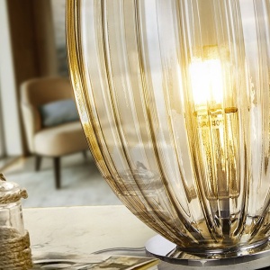 Veioza, lampa de masa design modern decorativ Ovila cognac 215734 universul-luminii.ro