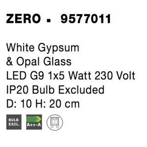 Veioza, lampa de masa design modern ZERO gips alb NVL-9577011 197484 universul-luminii.ro