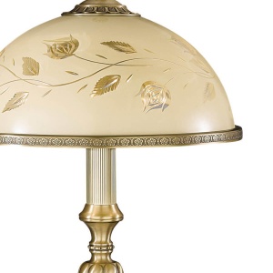 Veioza / Lampa de masa din alama cu sticla decorata design italian H-48cm 6208 101714 universul-luminii.ro
