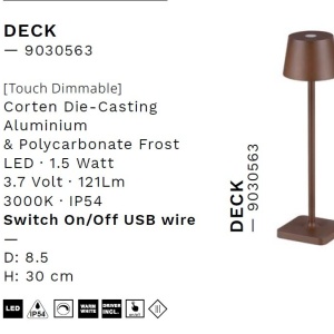 Veioza/Lampa de masa LED portabila exterior IP54 DECK maro 238414 universul-luminii.ro