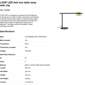 Veioza LED / Lampa de masa dimabila design deosebit LOOP frasin 29398 193354 universul-luminii.ro