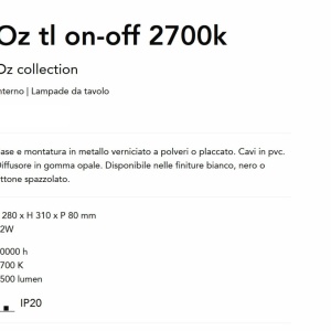 Veioza LED stil minimalist Oz tl on-off 2700k alama 165404 universul-luminii.ro