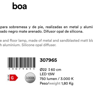 Veioza moderna LED neagra Boa 249034 universul-luminii.ro