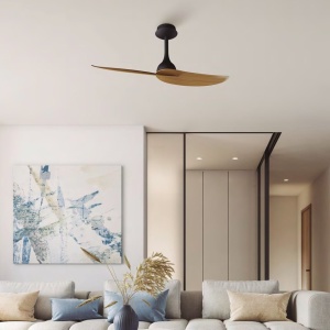 Ventilator cu 2 palete si telecomanda IPANEMA II negru/ aspect lemn MA-9038 172064 universul-luminii.ro