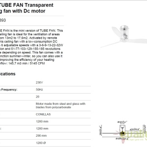 Ventilator de tavan modern cu telecomanda MINI TUBE FAN Transparent 33393 52824 universul-luminii.ro