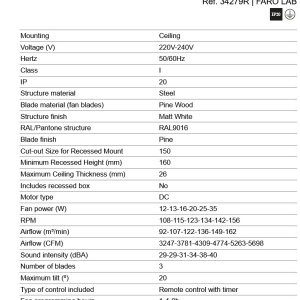 Ventilator incastrabil tavan cu telecomanda KLIM L 150cm, alb/ pin - Img 7