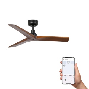 Ventilator smart sistem TUYA si telecomanda KLIM S 92,5cm, negru/ nuc
