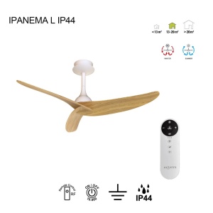 Ventilator tavan cu telecomanda IP44 IPANEMA L alb/lemn - Img 4