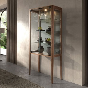 Vitrina design LUX cu iluminat Glass and Walnut - Img 5
