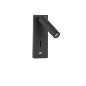 Aplica cu reader LED directionabil si USB Charger Fuse neagra NVL-9170102