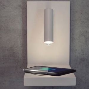 Aplica cu reader LED, incarcator wireless ZANZIBAR alb - Img 2