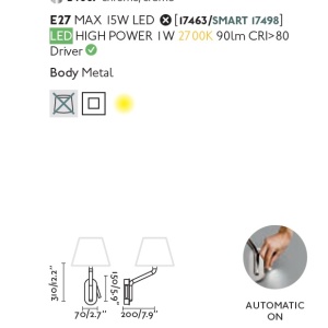Aplica cu reader LED pe dreapta design elegant ETERNA crom/alb 84155 universul-luminii.ro