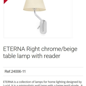Aplica cu reader LED pe dreapta design elegant ETERNA crom/bej 91675 universul-luminii.ro