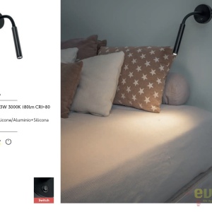 Aplica cu reader LED stil modern minimalist KALE neagra 62703 58765 universul-luminii.ro