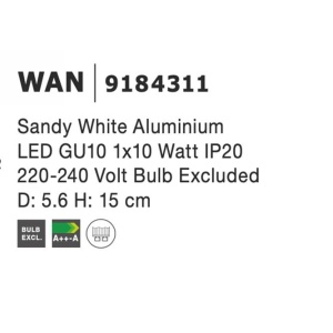 Aplica cu spot design modern Wan alb 129645 universul-luminii.ro