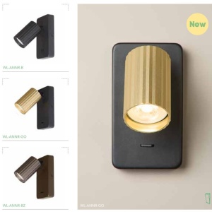 Aplica cu spot din aluminiu canelat Anna Reader bronz - Img 5