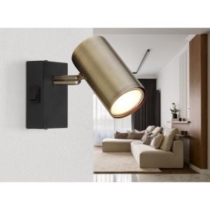 Aplica cu spot directionabil design modern ROBBY negru mat, alama antica 114225 universul-luminii.ro