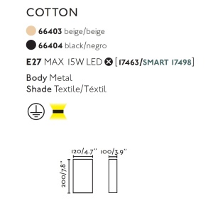 Aplica de perete ambientala design modern COTTON neagra 84105 universul-luminii.ro