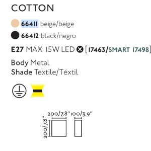 Aplica de perete ambientala design modern COTTON Square neagra 72785 universul-luminii.ro