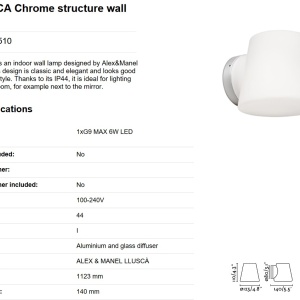 Aplica de perete baie cu protectie IP44 BIANCA Chrome 63510 81915 universul-luminii.ro