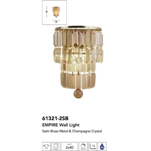 Aplica de perete baie cu protectie IP44 Empire 2LT, alama 236835 universul-luminii.ro