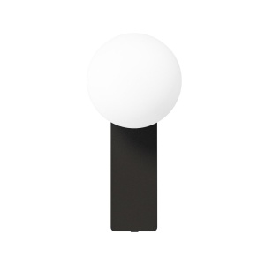 Aplica de perete baie, metal negru cu glob de sticla alba Boletta IP44 - Img 4