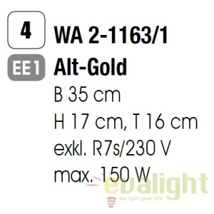 Aplica de perete Beato WA 2-1163/1 alt-gold OR 48615 universul-luminii.ro