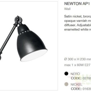 Aplica de perete cu brat reglabil, finisaj negru, NEWTON AP1 027852 66625 universul-luminii.ro