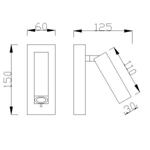 Aplica de perete cu reader LED, Tarifa alb MA-6070 - Img 2