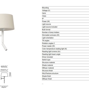 Aplica de perete cu reader LED WINDSOR alb - Img 4