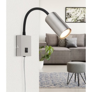 Aplica de perete cu spot directionabil design modern Robby nichel mat 66955 universul-luminii.ro