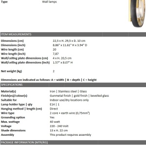 Aplica de perete design LUX Vincente 114543 HZ 89115 universul-luminii.ro