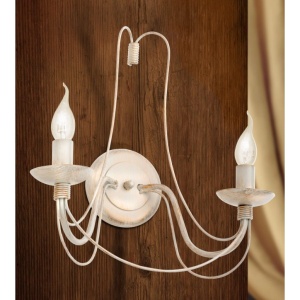Aplica de perete design rustic cu 2 brate Vela, ivory