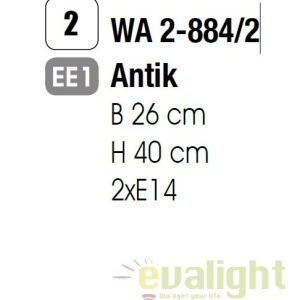 Aplica de perete design rustic Luca WA 2-884/2 Antik OR - Img 3