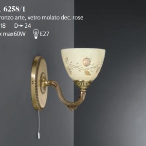 Aplica de perete din alama 1 brat design italian 6258 102185 universul-luminii.ro