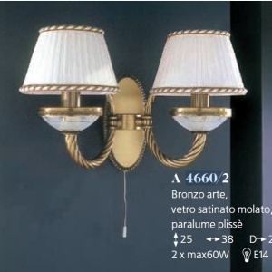 Aplica de perete din alama 2 brate design italian 4660 101575 universul-luminii.ro