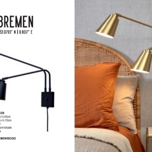 Aplica de perete, doua brate directionabile cu lungimi diferite Bremen negru 200735 universul-luminii.ro