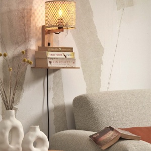 Aplica de perete eco din bambus cu polita Java shelf nat/18x15, nat - Img 8