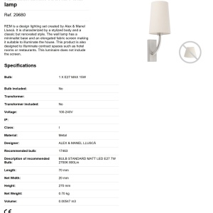Aplica de perete eleganta design clasic REM nickel/alb 190125 universul-luminii.ro