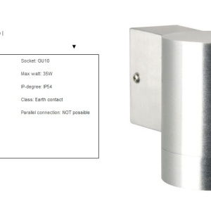 Aplica de perete exterior IP54 Tin Maxi aluminiu 21509929 NL 60685 universul-luminii.ro